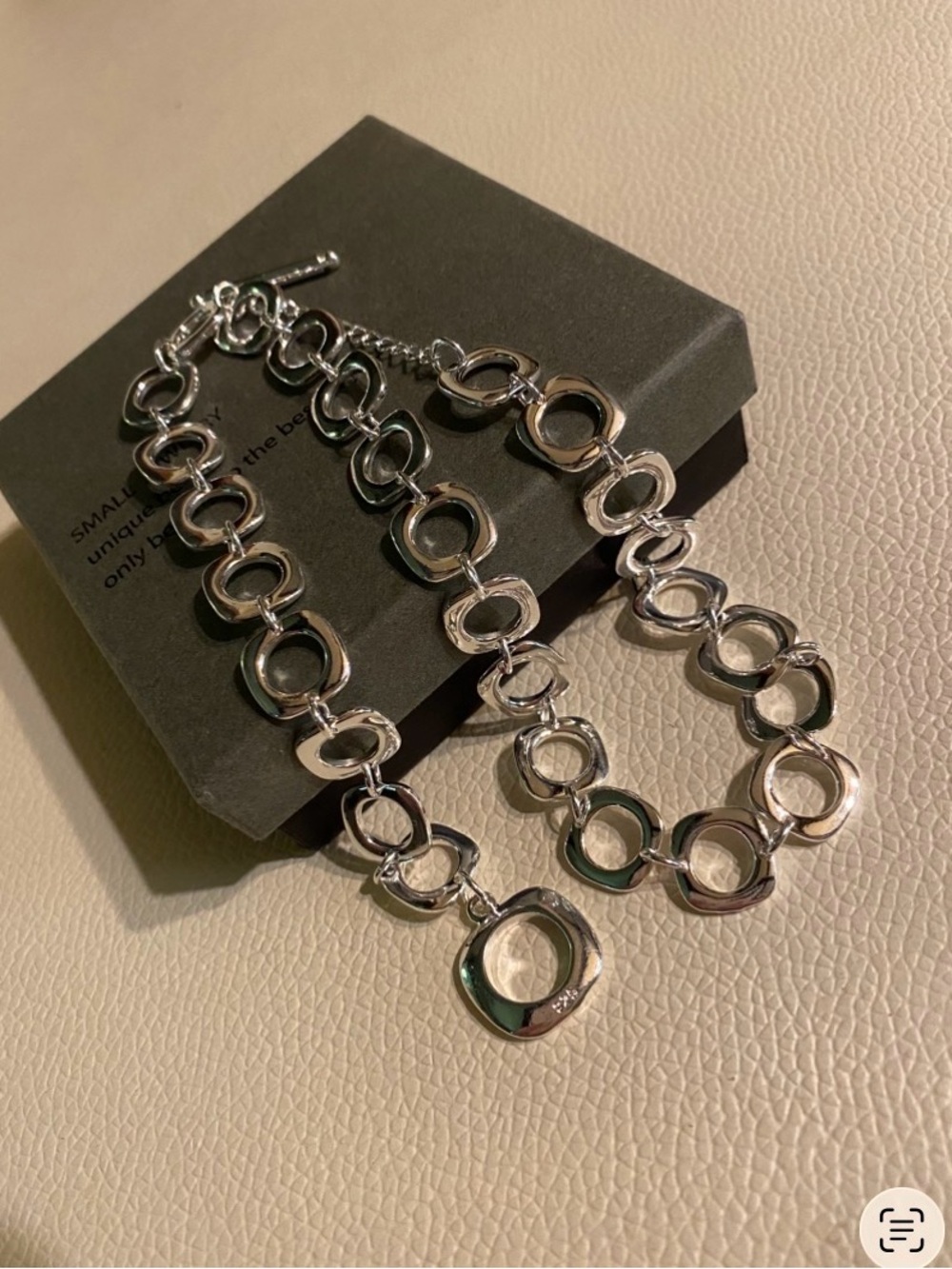 Real 925 Sterling Silver Necklace Square Link Chain Toggle Clasp